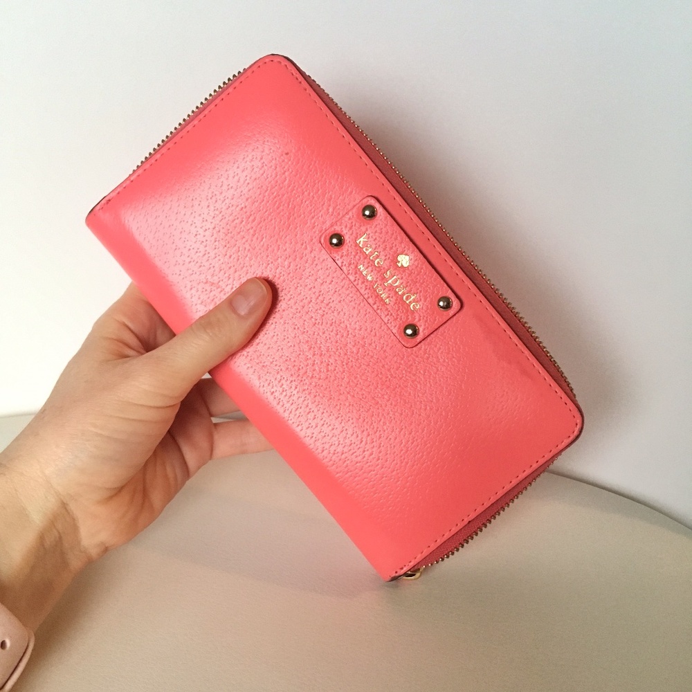 {Kate Spade} Coral Leather Wallet